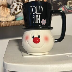 Rae Dunn Jolly Fun Snowman Mug - Black and White